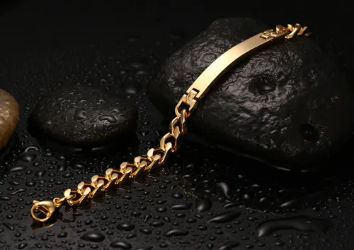 Wholesale Stainless Steel Gold Plated ID Bracelets Womens