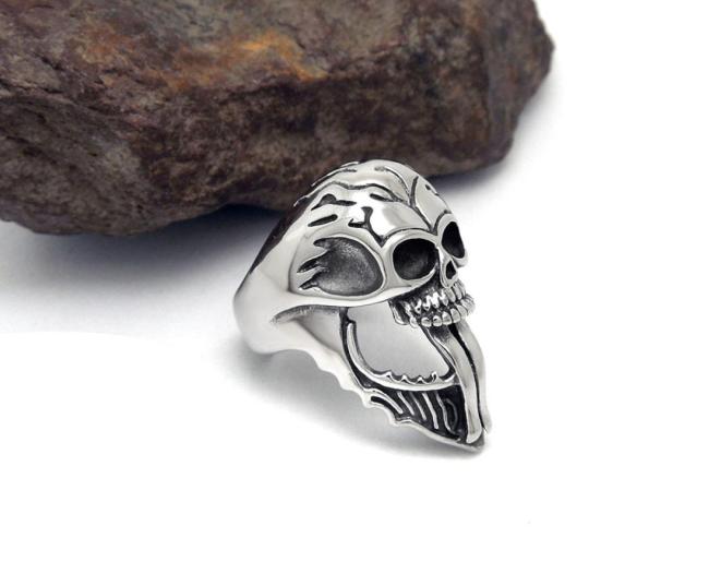 Wholesale Stainless Steel Long Tongue Skull Rings Jewelry
