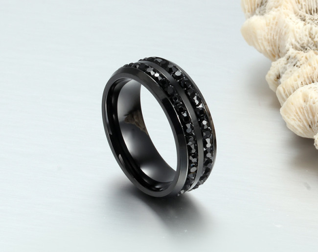Wholesale Stainless Steel Black Two Line CZ Ring Ebay