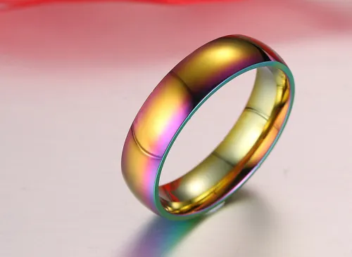 Wholesale Stainless Steel Engravable Rainbow Ring
