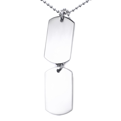 Wholesale Stainless Steel Engraved Double Dog Tag Necklace