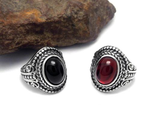 Wholesale Ladies Stainless Steel Ruby Gemstone Ring