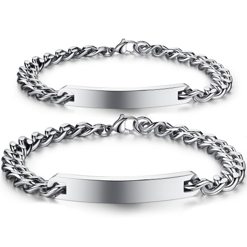 Wholesale Stainless Steel Personalized Cuban Chain Couple Bracelet