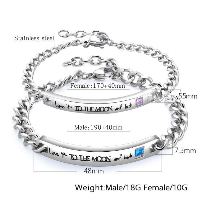 Wholesale Steel Love You To The Moon and Back Bracelet for Mens Womens