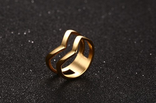 Wholesale Stainless Steel Fashion Gold V Middle Rings