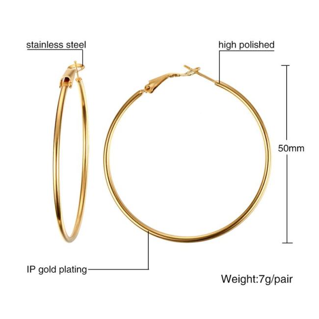 Wholesale Stainless Steel Classic Golden Hoops Earrings