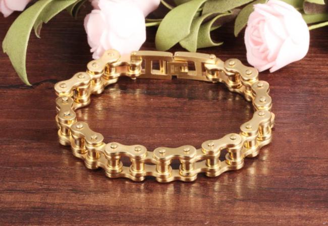 Wholesale Stainless Steel Gold Plated Bicycle Bracelets
