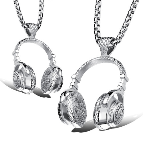 Wholesale Stainless Steel Unisex Music Headphone Necklaces