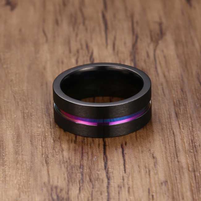 Wholesale Stainless Steel Colorful Groove Wedding Ring