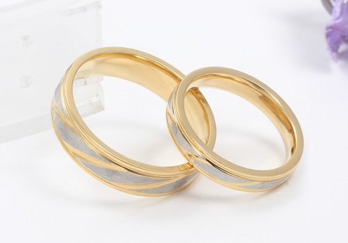Wholesale Stainless Steel Gold Edge Mens Wedding Bands