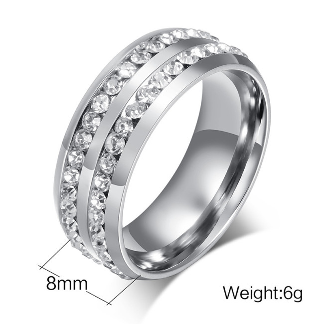Wholesale Stainless Steel Fashion Two Row CZs  Rings