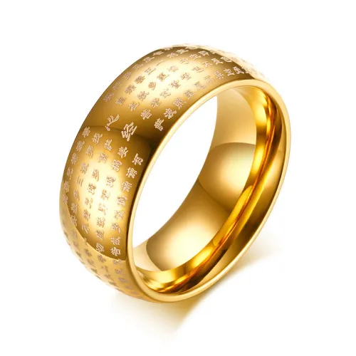 Wholesale Stainless Steel 8mm Heart Sutra Ring