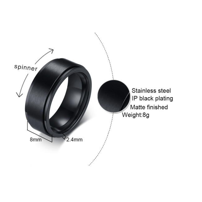 Wholesale Stainless Steel Black Ring Band