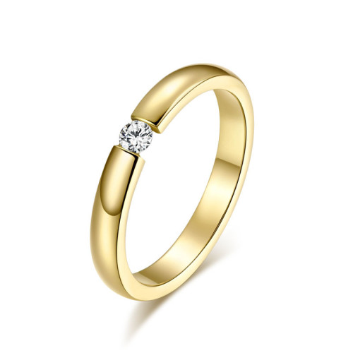 Wholesale Stainless Steel Gold IP CZ Rings