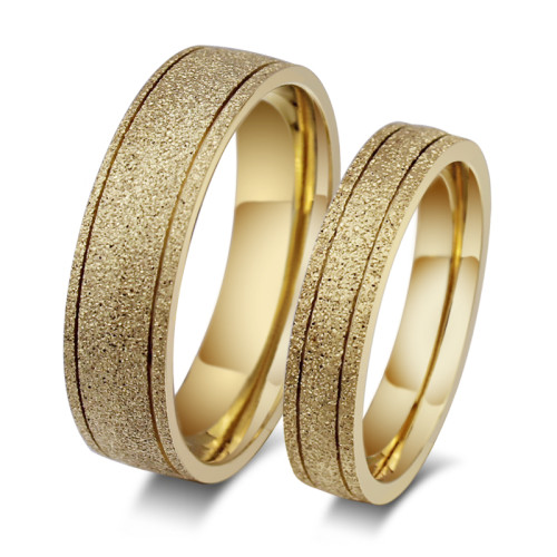 Wholesale Stainless Steel Rolling Sand Finished IP Gold Wedding Bands