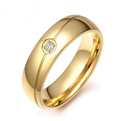 Wholesale Stainless Steel Gold Ring with CZ