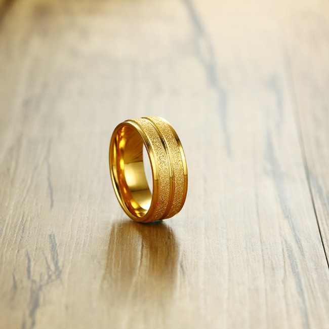 Wholesale Stainless Steel Sandblasted Groove Wedding Ring