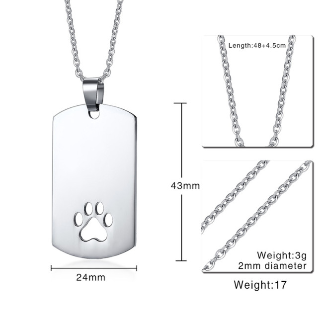 Wholesale Stainless Steel Hollow Paw Print Dog Tag