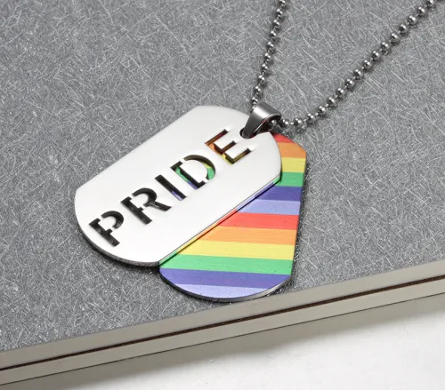 Wholesale Stainless Steel Carved Out pride Double Dog Tag