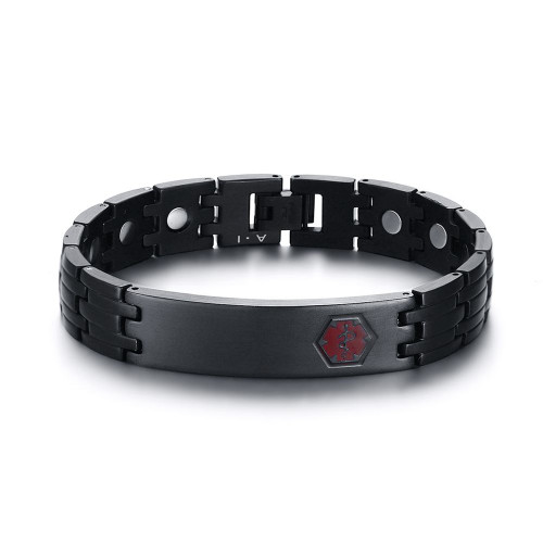 Wholesale Stainless Steel Black Bracelet Medical Alert Jewellery