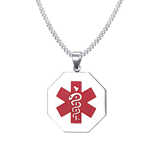 Wholesale Stainless Steel Octagon Medical ID Pendant