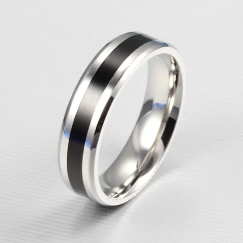 Wholesale Stainless Steel Black Center Wedding Bands