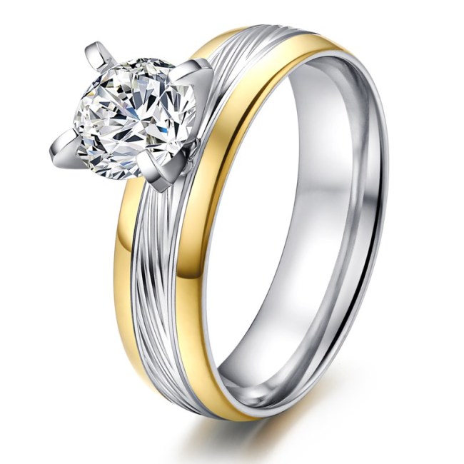 Wholesale Stainless Steel Engagement Ring Settings with Princess CZ