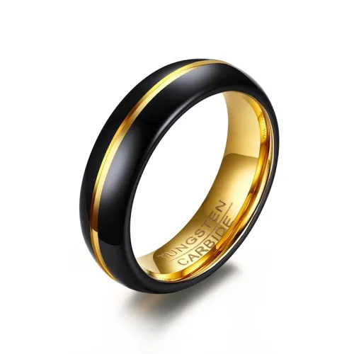 Wholesale Black & Gold Two Tone Tungsten Ring