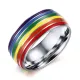 Wholesale Stainless Steel Gay Rainbow Groove Ring