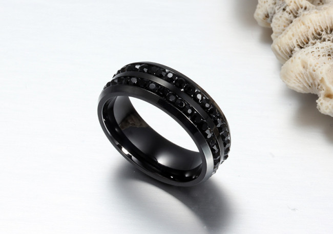 Wholesale Stainless Steel Black Two Line CZ Ring Ebay