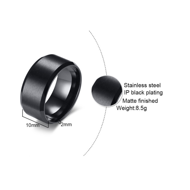 Wholesale Stainless Steel 10MM Men's Brushed Wedding Band Ring