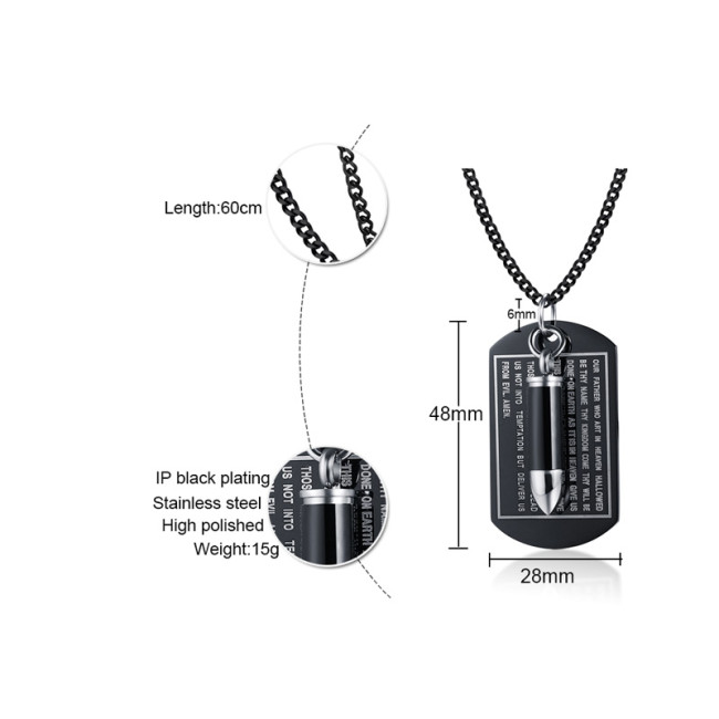 Wholesale Stainless Steel Mens Dog Tag Style Necklace