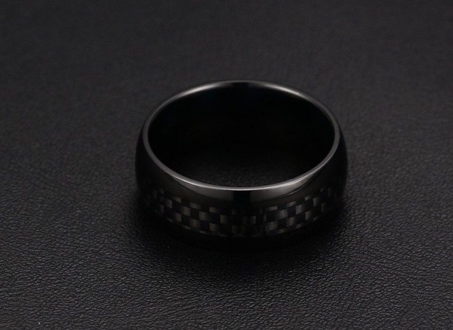 Wholesale Stainless Steel 8mm Black Carbon Fiber Ring for Sale
