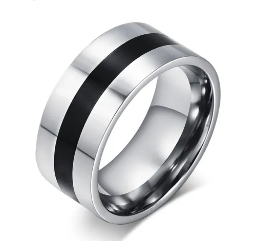 Wholesale Stainless Steel Black Center Wedding Bands