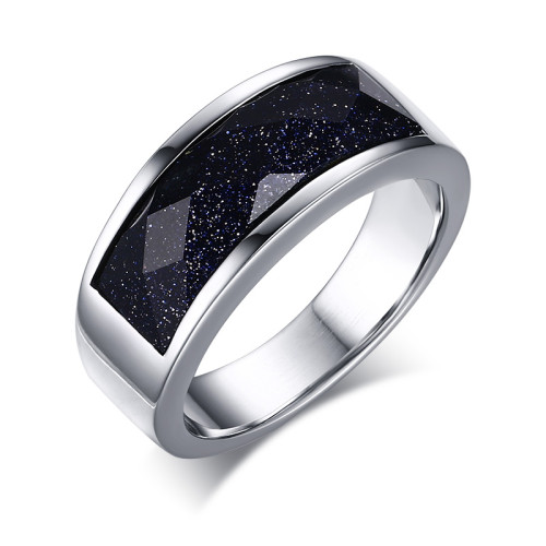 Wholesale Stainless Steel Ring with Blue Sandstone