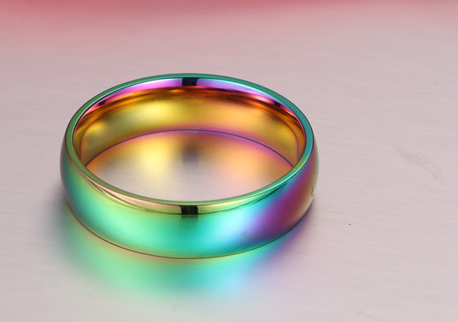 Wholesale Stainless Steel Engravable Rainbow Ring