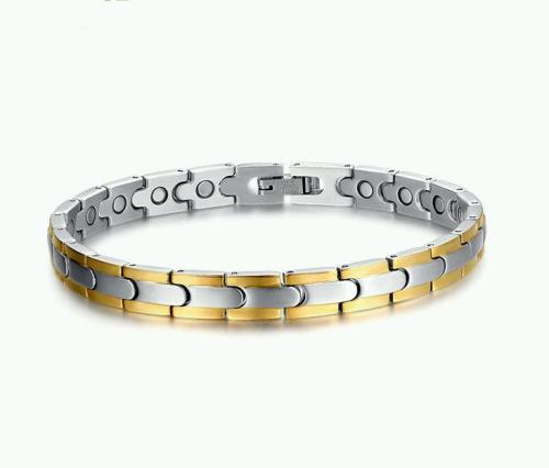 Wholesale Stainless Steel Gold Edge Puzzle Magnetic Bracelets