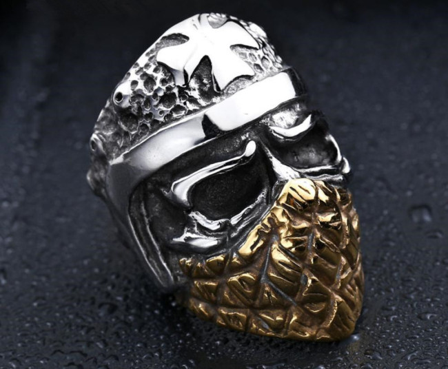 Wholesale Stainless Steel Pineapple Mask Cross Skull Ring