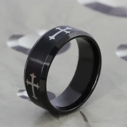 Wholesale Stainless Steel Black Cross Ring