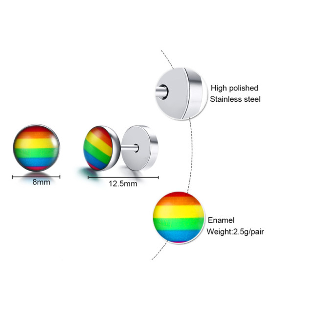 Wholesale Stainless Steel Rainbow Stud Earring Accessories
