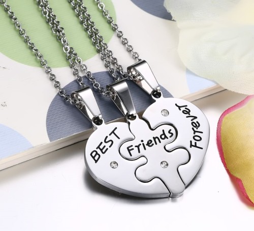 Wholesale Stainless Steel Best Friend Pendants with CZ