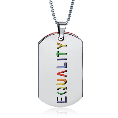 Wholesale Stainless Steel Rainbow  EQUALITY  Dog Tag Pedant