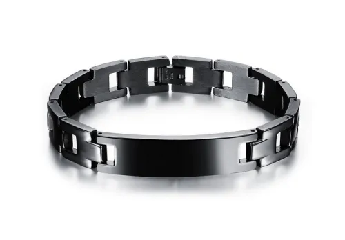Wholesale Stainless Steel Black Blank ID Bracelet