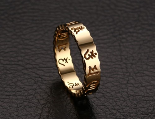 Wholesale Stainless Steel Gold Buddhism Ring