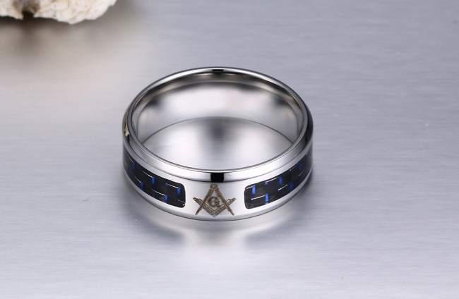 Wholesale Stainless Steel Carbon Fiber Ring with Masonic
