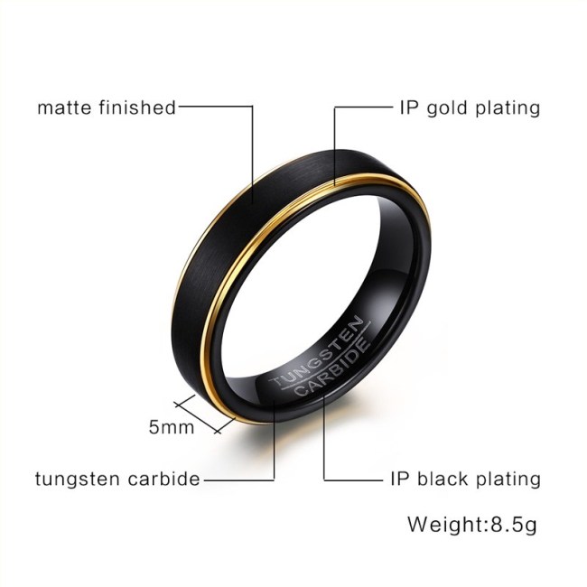 Wholesale 5mm Mens Matte Tungsten Ring