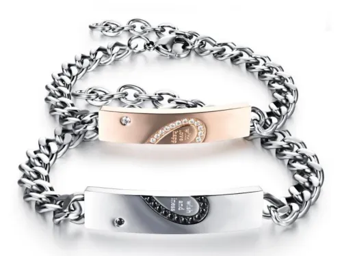 Wholesale Stainless Steel Match Heart Couple Bracelets