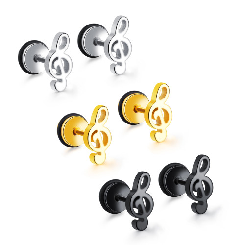 Wholesale Stainless Steel Music Symbol Stud Earrings