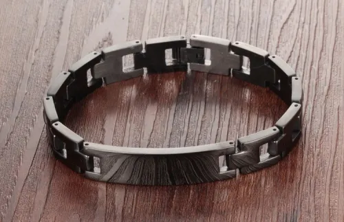Wholesale Stainless Steel Black Blank ID Bracelet