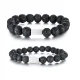 Wholesale Stainless Steel Mens Lava Stone Bead Bracelet